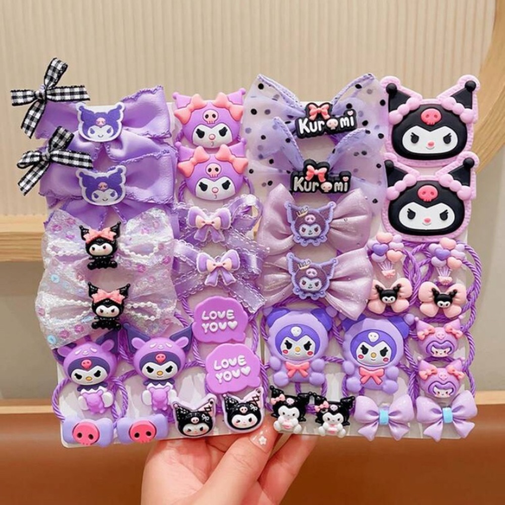 Cute Purple Kuromi Hair Accessories Set